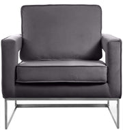 Noah Velvet Upholstered Accent Chair in Grey - 510Grey