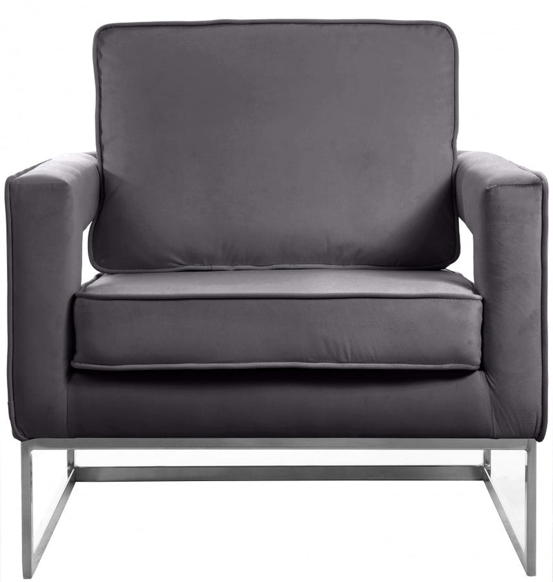 Noah Velvet Upholstered Accent Chair in Grey - 510Grey