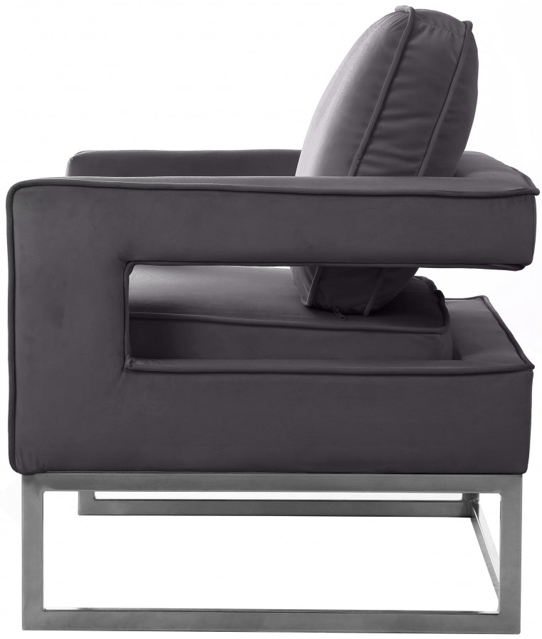 Noah Velvet Upholstered Accent Chair in Grey - 510Grey