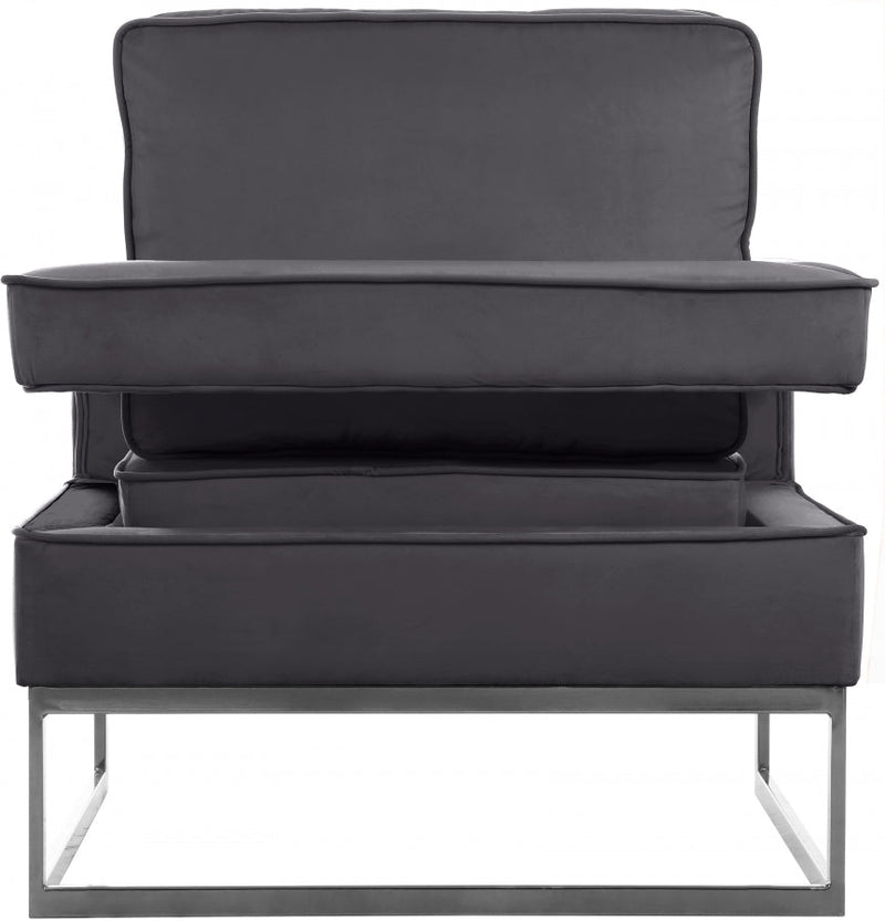 Noah Velvet Upholstered Accent Chair in Grey - 510Grey