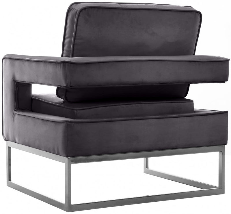 Noah Velvet Upholstered Accent Chair in Grey - 510Grey