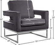 Noah Velvet Upholstered Accent Chair in Grey - 510Grey