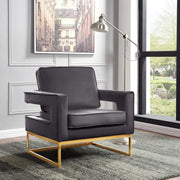 Noah Velvet Upholstered Accent Chair in Grey - 511Grey