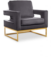 Noah Velvet Upholstered Accent Chair in Grey - 511Grey