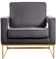 Noah Velvet Upholstered Accent Chair in Grey - 511Grey