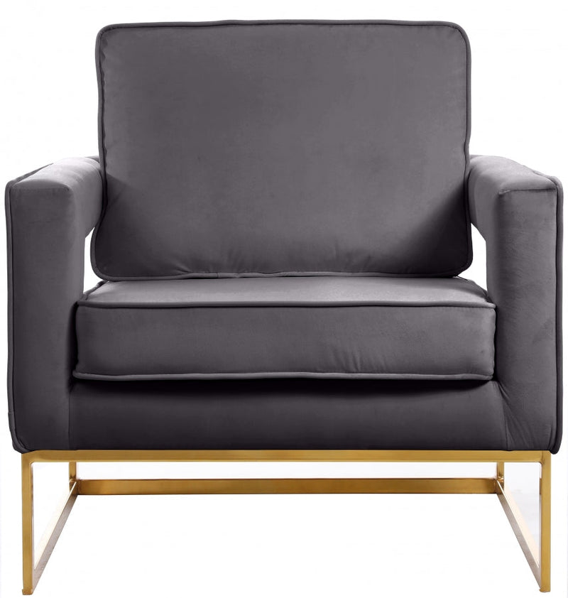 Noah Velvet Upholstered Accent Chair in Grey - 511Grey