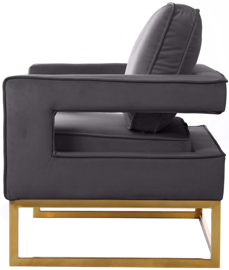 Noah Velvet Upholstered Accent Chair in Grey - 511Grey