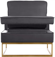 Noah Velvet Upholstered Accent Chair in Grey - 511Grey