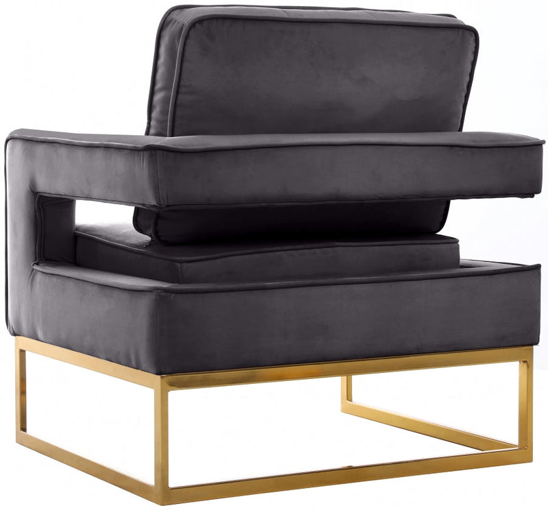 Noah Velvet Upholstered Accent Chair in Grey - 511Grey