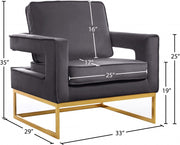 Noah Velvet Upholstered Accent Chair in Grey - 511Grey