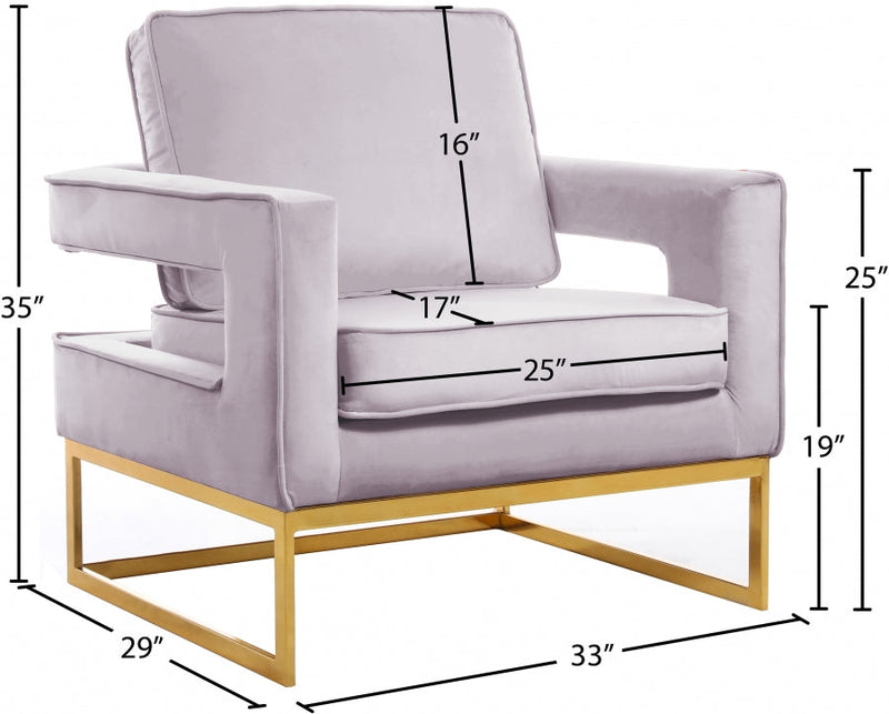 Noah Velvet Upholstered Accent Chair in Pink - 511Pink