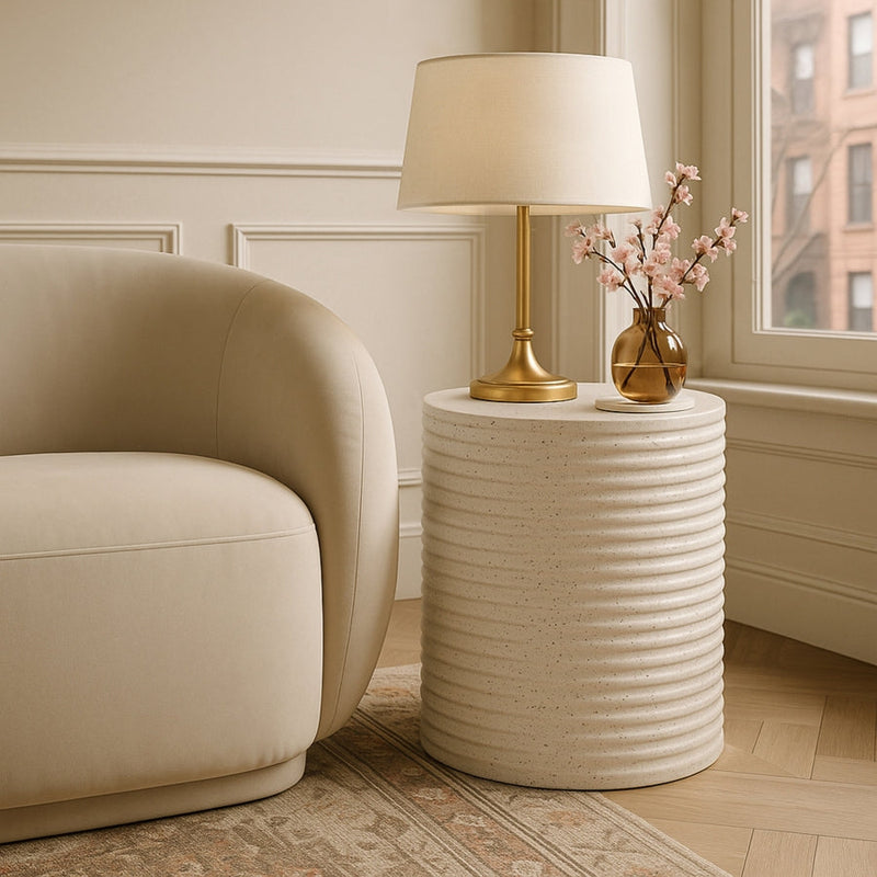 Nobi Concrete End Table in Terrazzo - 615Trzo-ET