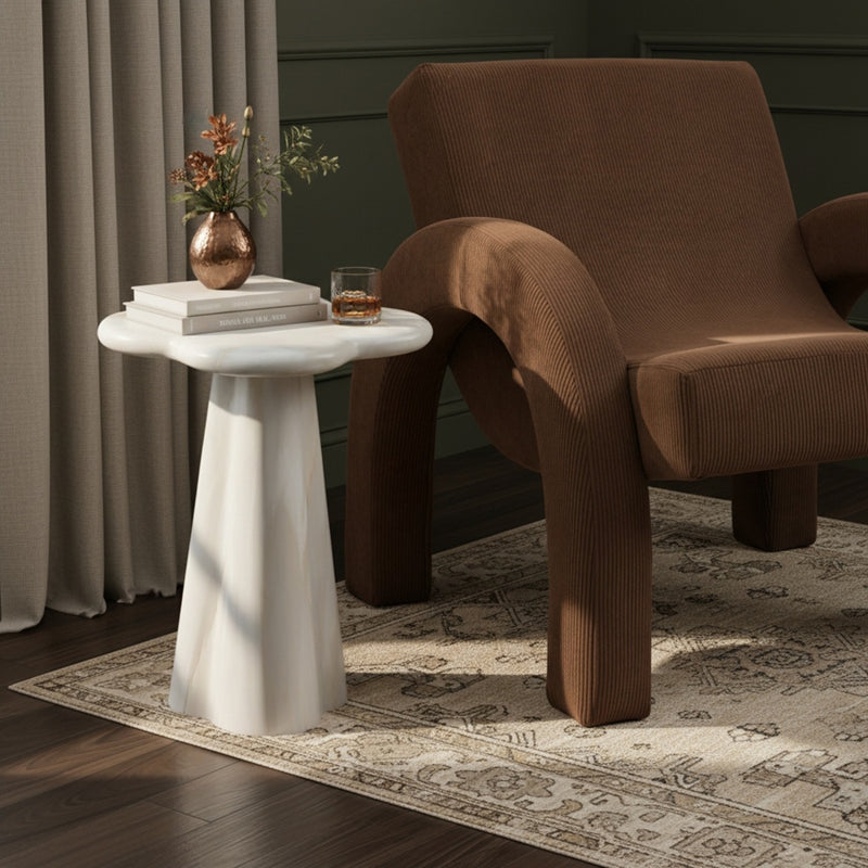 Nola Concrete Indoor/Outdoor End Table in White - 955White-ET16