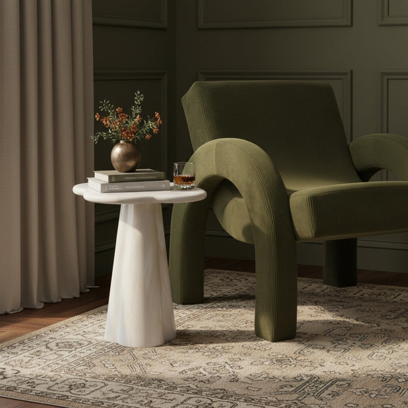 Nola Concrete Indoor/Outdoor End Table in White - 955White-ET18
