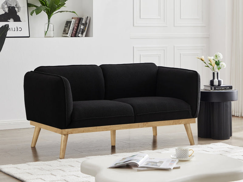 Nolita 62.5" Boucle Fabric Upholstered Loveseat in Black - 159Black-L