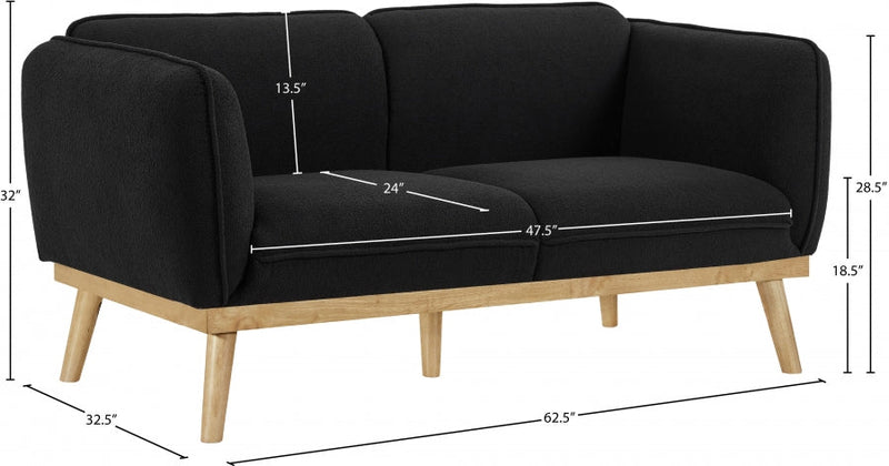 Nolita 62.5" Boucle Fabric Upholstered Loveseat in Black - 159Black-L