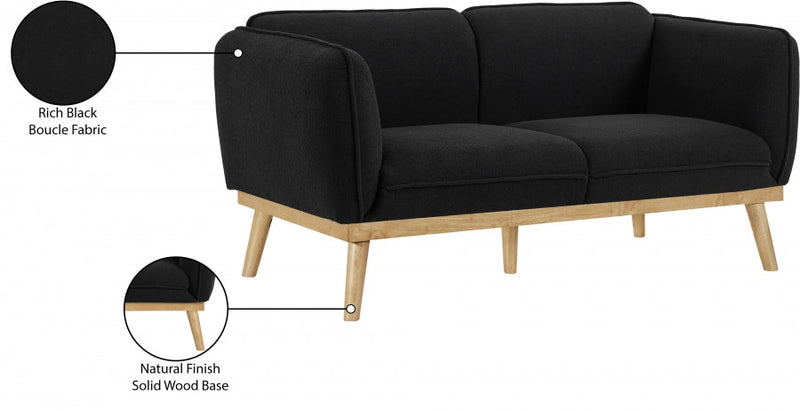 Nolita 62.5" Boucle Fabric Upholstered Loveseat in Black - 159Black-L