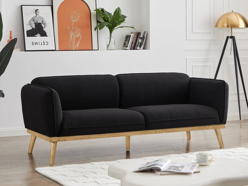 Nolita 82" Boucle Fabric Upholstered Sofa in Black - 159Black-S