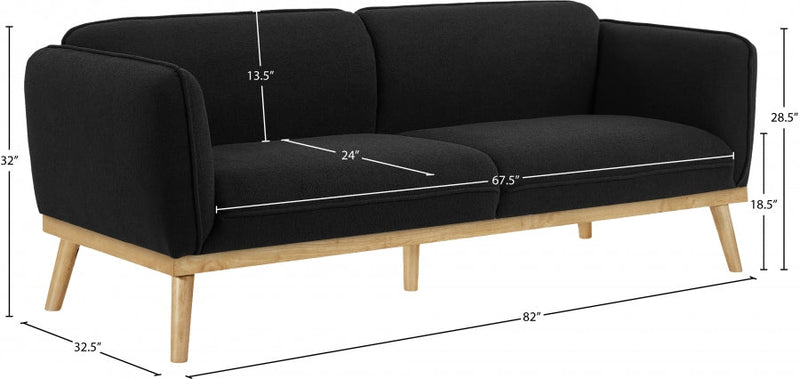 Nolita 82" Boucle Fabric Upholstered Sofa in Black - 159Black-S