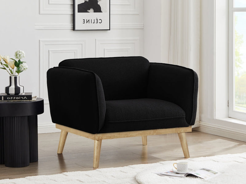 Nolita Boucle Fabric Upholstered Chair in Black - 159Black-C