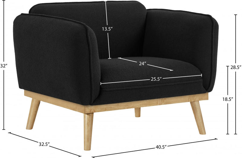 Nolita Boucle Fabric Upholstered Chair in Black - 159Black-C