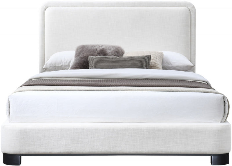 Nolita Linen Textured Fabric King Bed Cream - Gate FurnitureKing Bed