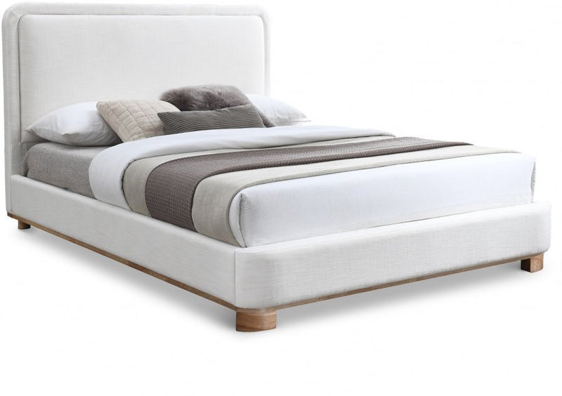 Nolita Linen Textured Fabric King Bed Cream - Gate FurnitureKing Bed