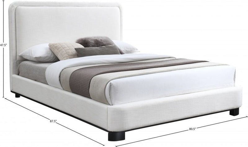 Nolita Linen Textured Fabric King Bed Cream - Gate FurnitureKing Bed