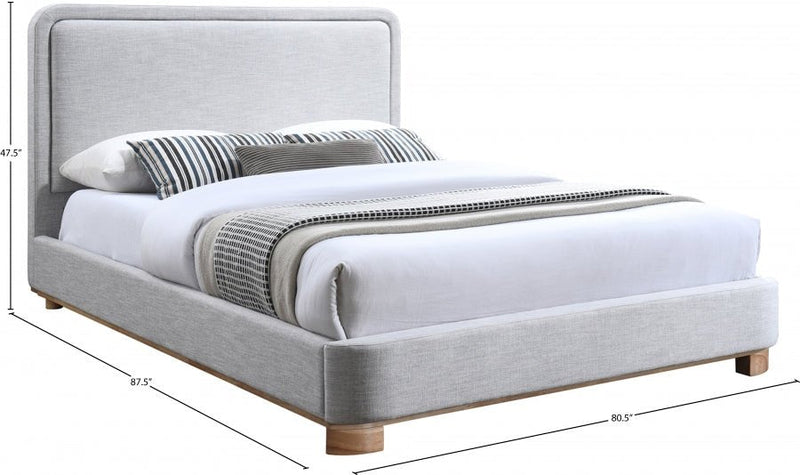 Nolita Linen Textured Fabric King Bed Grey - Gate FurnitureKing Bed