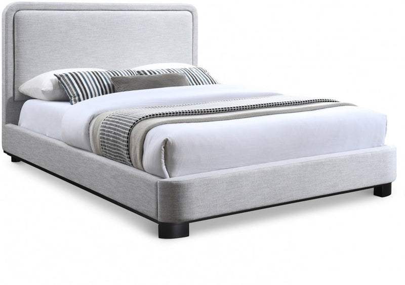 Nolita Linen Textured Fabric King Bed Grey - Gate FurnitureKing Bed