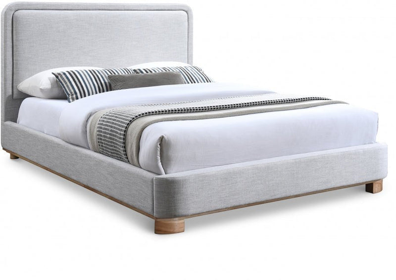 Nolita Linen Textured Fabric King Bed Grey - Gate FurnitureKing Bed