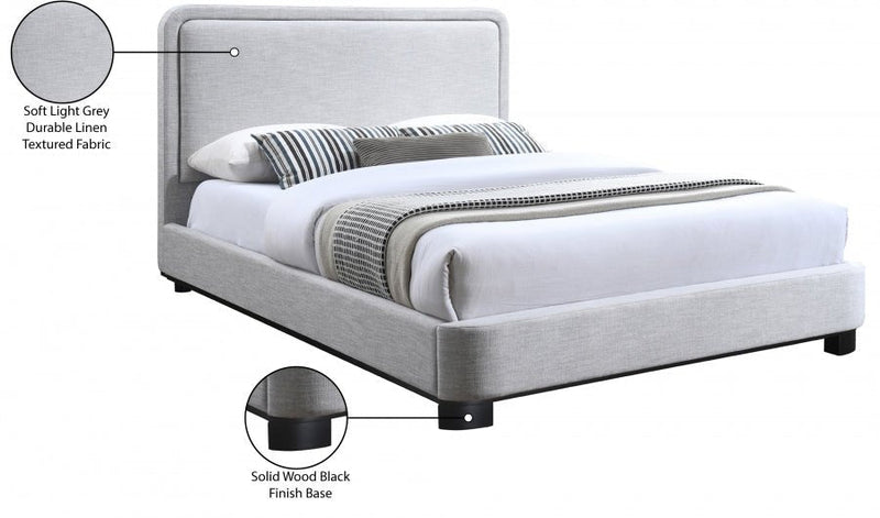 Nolita Linen Textured Fabric King Bed Grey - Gate FurnitureKing Bed