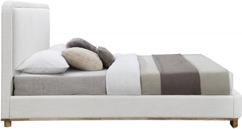 Nolita Linen Textured Fabric Queen Bed Cream - Gate FurnitureQueen Bed