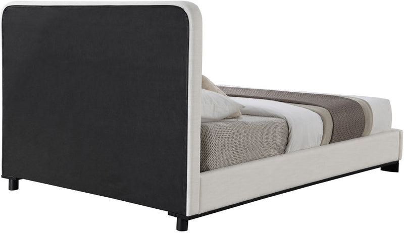 Nolita Linen Textured Fabric Queen Bed Cream - Gate FurnitureQueen Bed