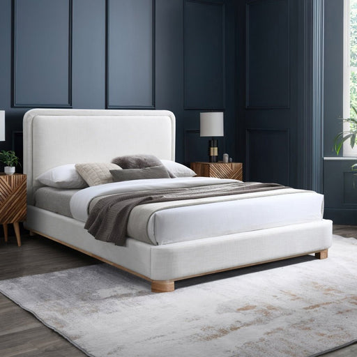 Nolita Linen Textured Fabric Queen Bed Cream - Gate FurnitureQueen Bed