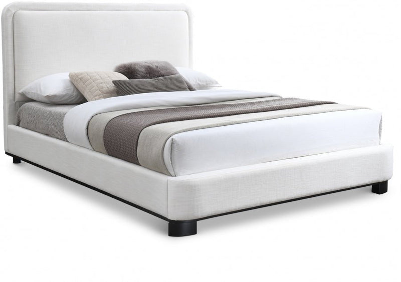Nolita Linen Textured Fabric Queen Bed Cream - Gate FurnitureQueen Bed