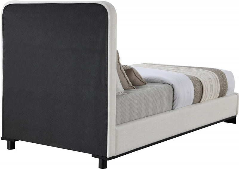 Nolita Linen Textured Fabric Twin Bed Cream - Gate FurnitureTwin Bed