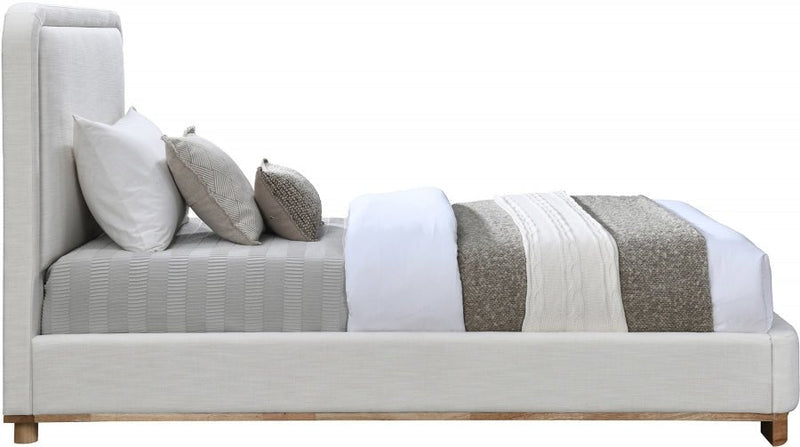 Nolita Linen Textured Fabric Twin Bed Cream - Gate FurnitureTwin Bed
