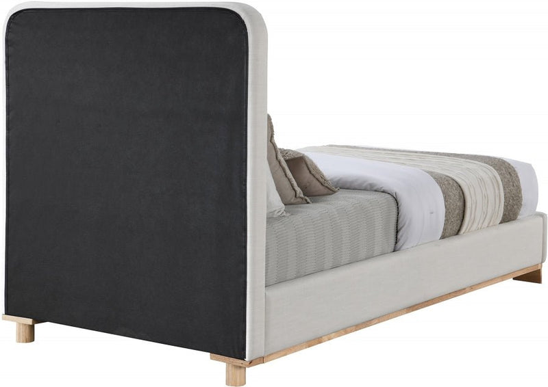Nolita Linen Textured Fabric Twin Bed Cream - Gate FurnitureTwin Bed