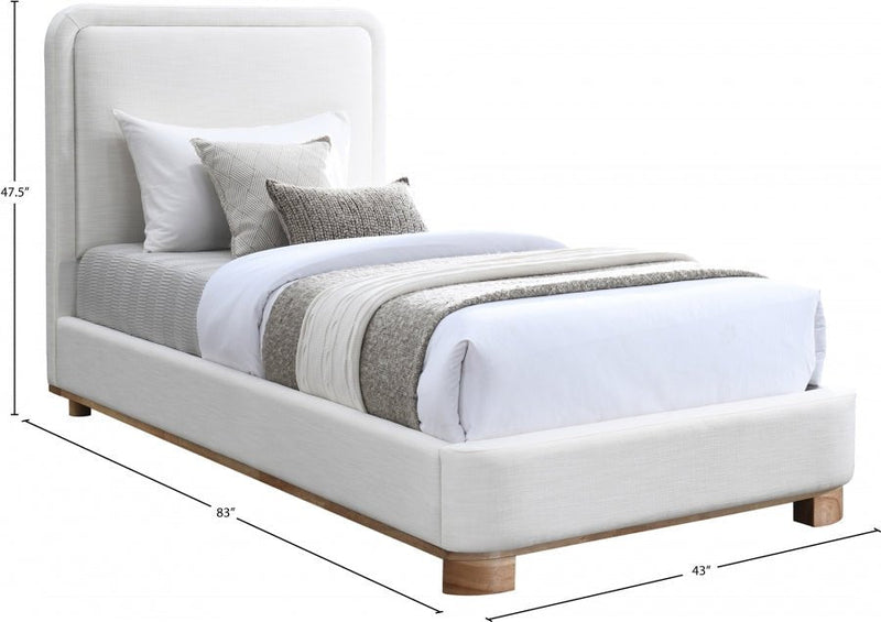 Nolita Linen Textured Fabric Twin Bed Cream - Gate FurnitureTwin Bed