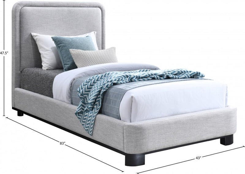 Nolita Linen Textured Fabric Twin Bed Grey - Gate FurnitureTwin Bed