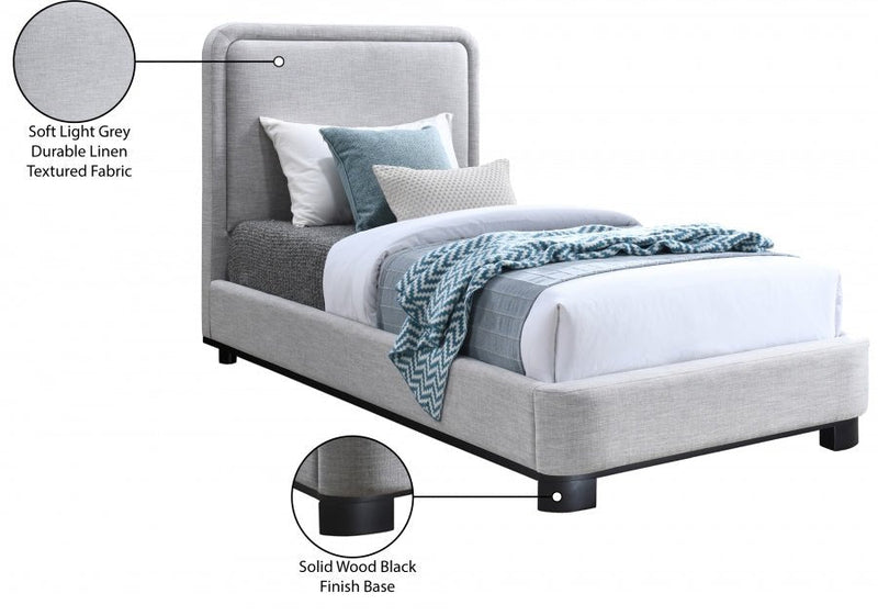 Nolita Linen Textured Fabric Twin Bed Grey - Gate FurnitureTwin Bed