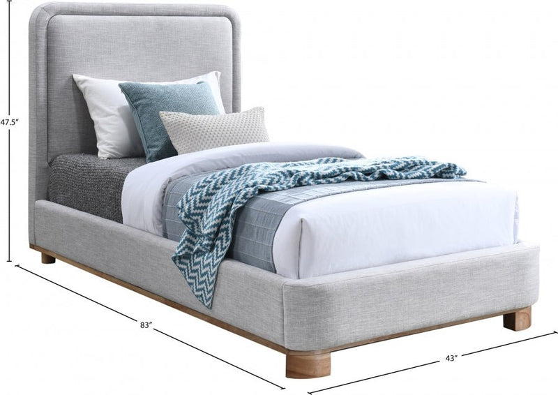 Nolita Linen Textured Fabric Twin Bed Grey - Gate FurnitureTwin Bed