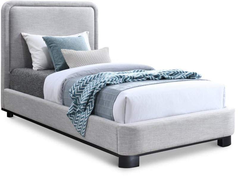 Nolita Linen Textured Fabric Twin Bed Grey - Gate FurnitureTwin Bed