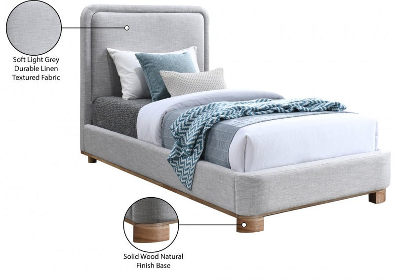 Nolita Linen Textured Fabric Twin Bed Grey - Gate FurnitureTwin Bed