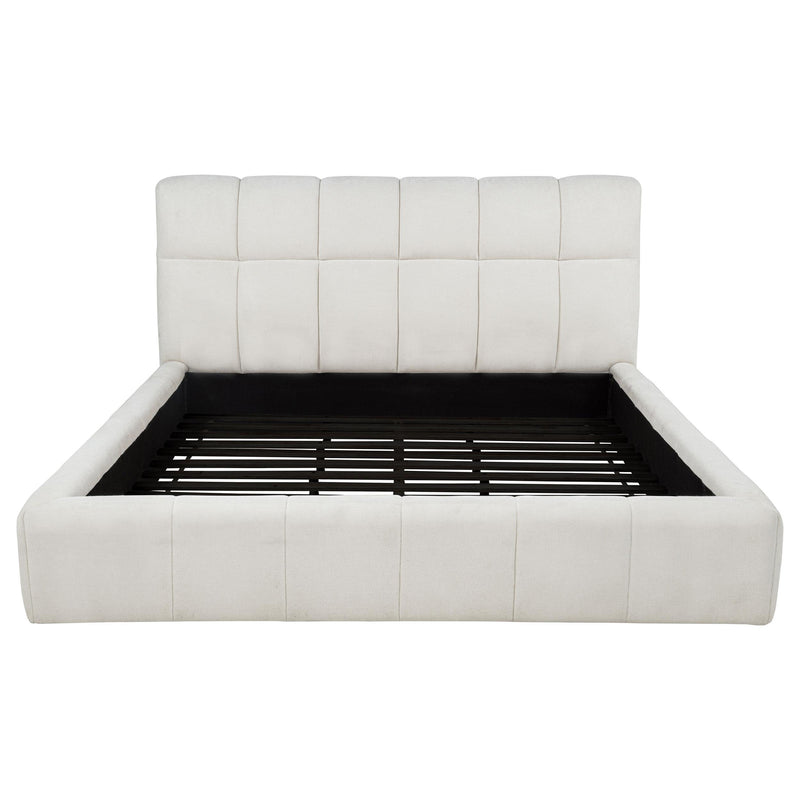 Nollet 48-inch Upholstered Eastern King Platform Bed Cream - 315917CRMKE