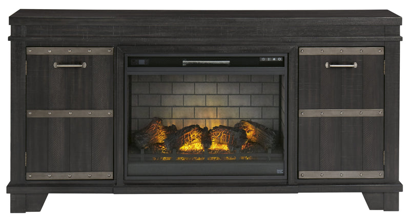 Noorbrook Black XL TV Stand w/Fireplace Option - Gate FurnitureTV Stand