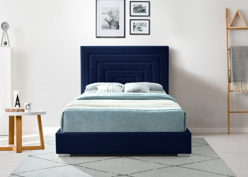 Nora Velvet King Bed Blue - Gate FurnitureKing Bed