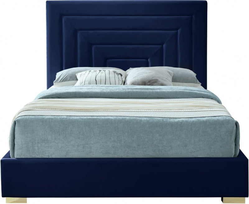 Nora Velvet King Bed Blue - Gate FurnitureKing Bed
