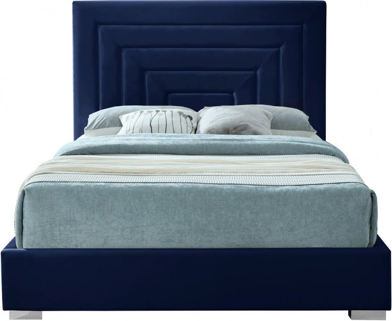 Nora Velvet King Bed Blue - Gate FurnitureKing Bed
